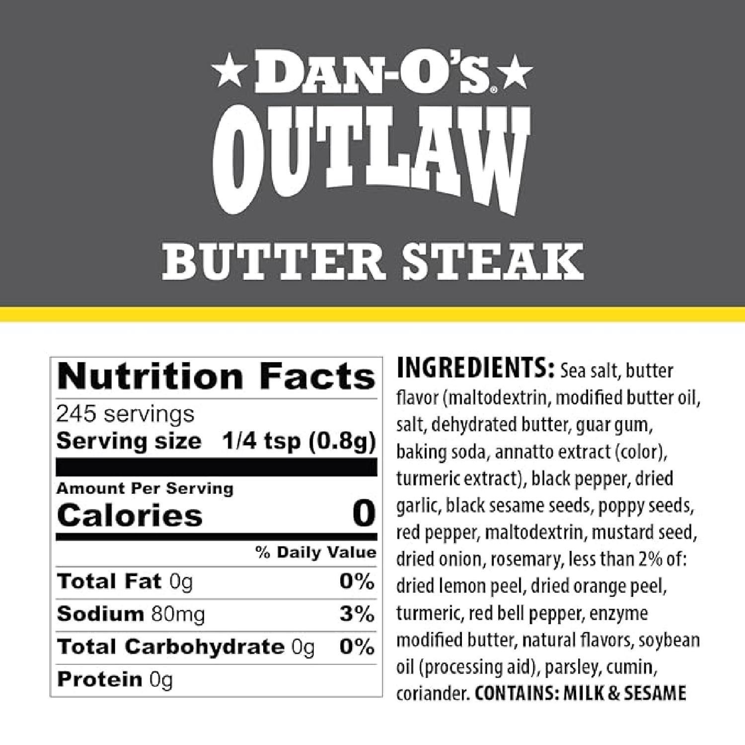 Dan-O's Outlaw Butter Steak BBQ Seasoning 6.9 oz