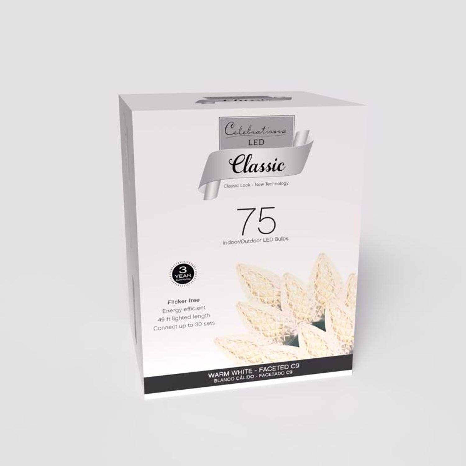 Celebrations Classic LED C9 Warm White 75 ct String Christmas Lights 49 ft.
