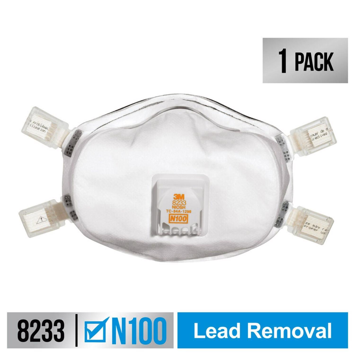 3M N100 Lead Paint Removal Disposable Respirator Valved White 1 pc