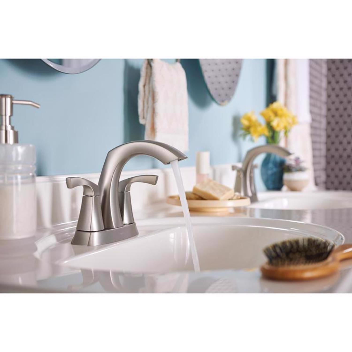 Moen Lindor Brushed Nickel Bathroom Faucet 4 in.