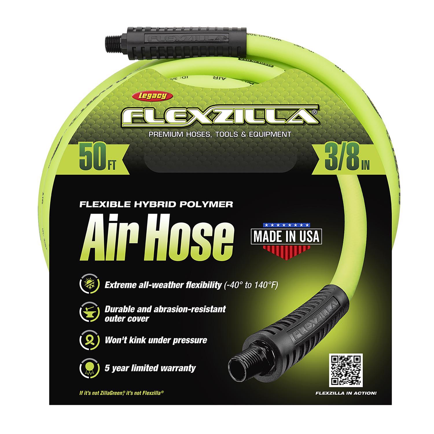 Legacy Flexzilla 50 ft. L X 3/8 in. D Hybrid Polymer Air Hose 300 psi Zilla Green