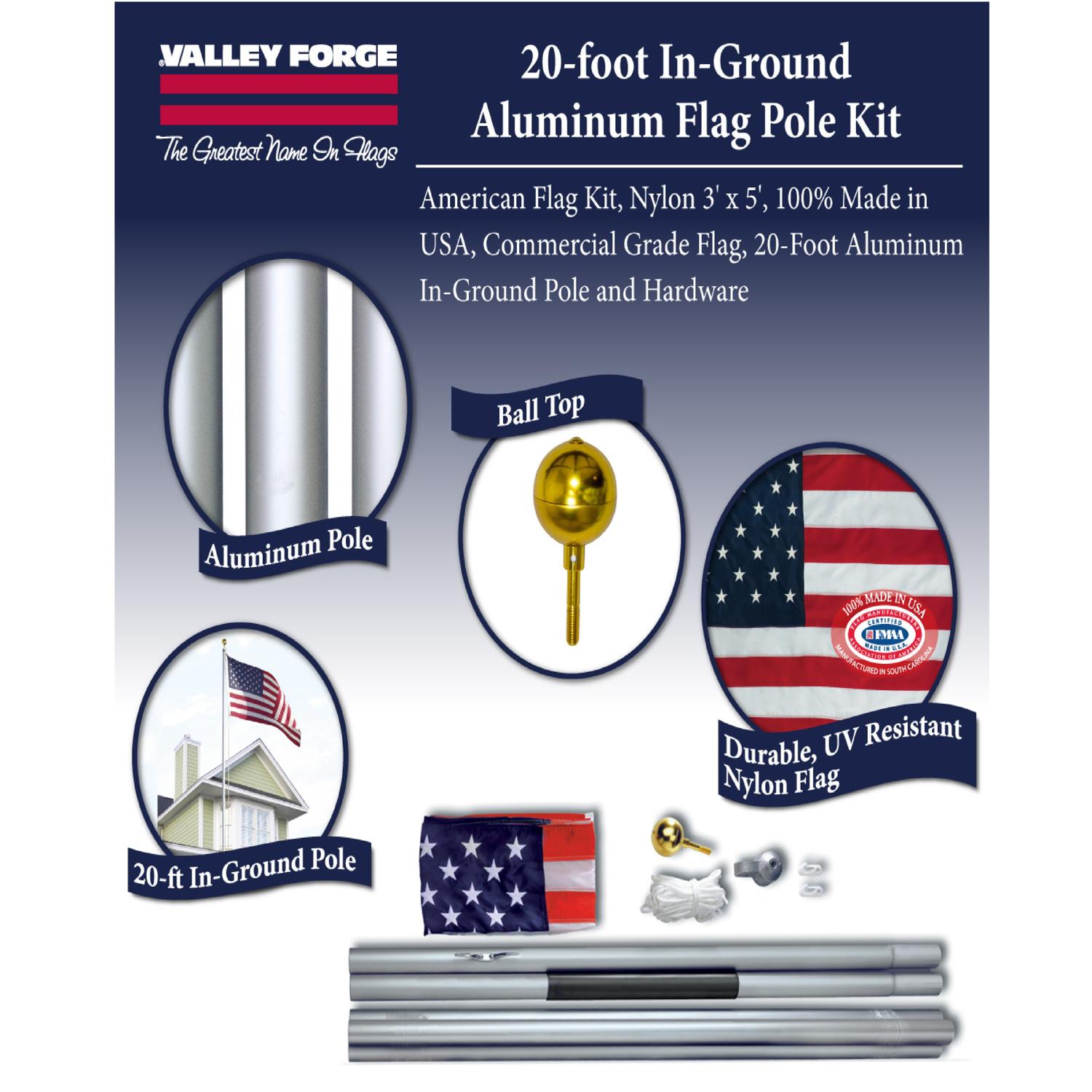 Valley Forge American Flag Kit 36 in. H X 60 in. W