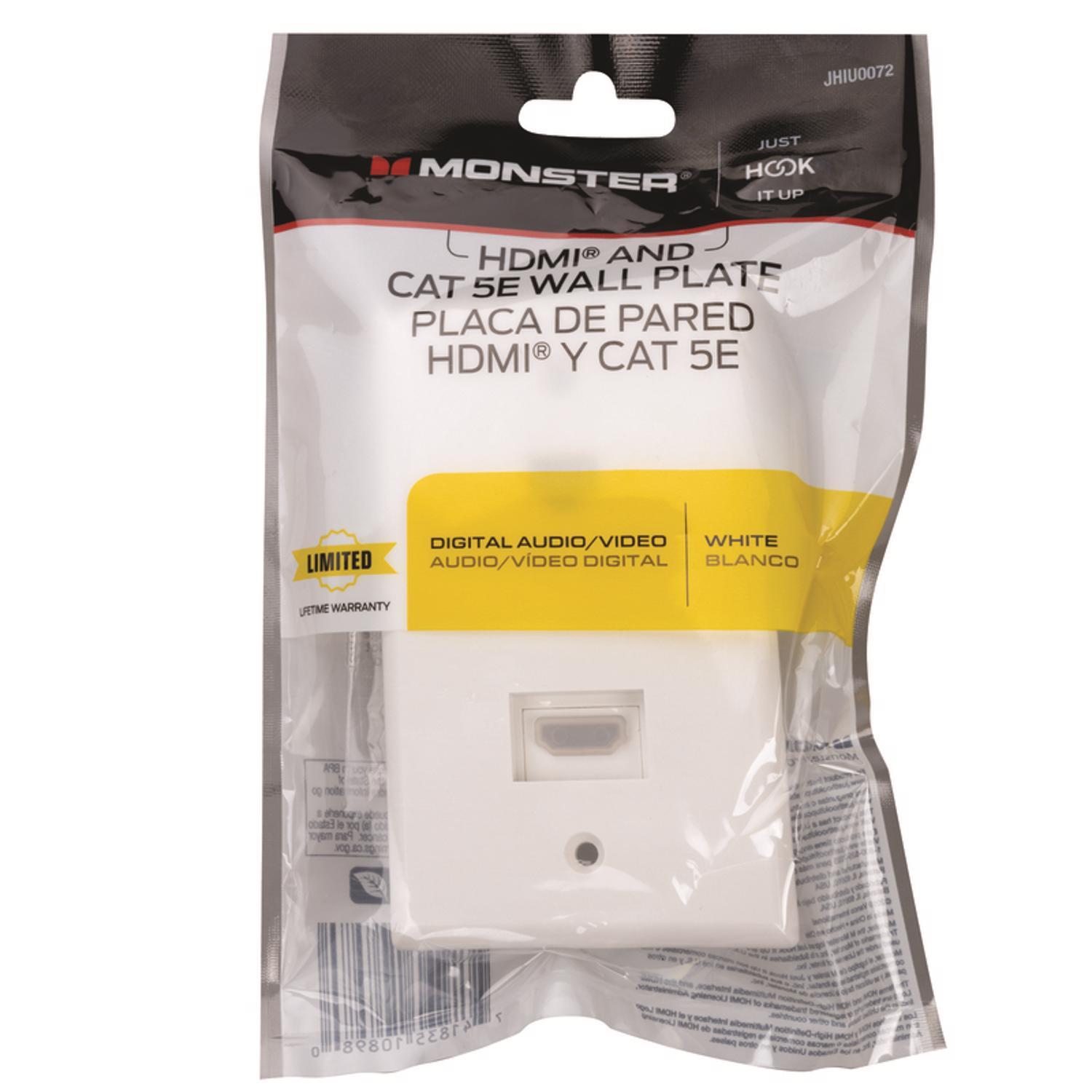Monster Just Hook It Up White 1 gang Plastic HDMI Wall Plate 1 pk