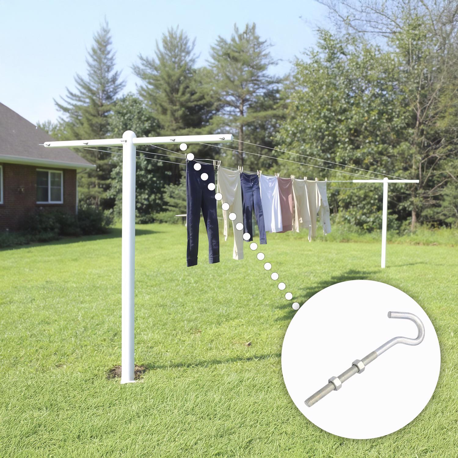 Hampton Medium Zinc-Plated Silver Steel 7.25 in. L Clothesline Bolt Hook 240 lb 1 pk