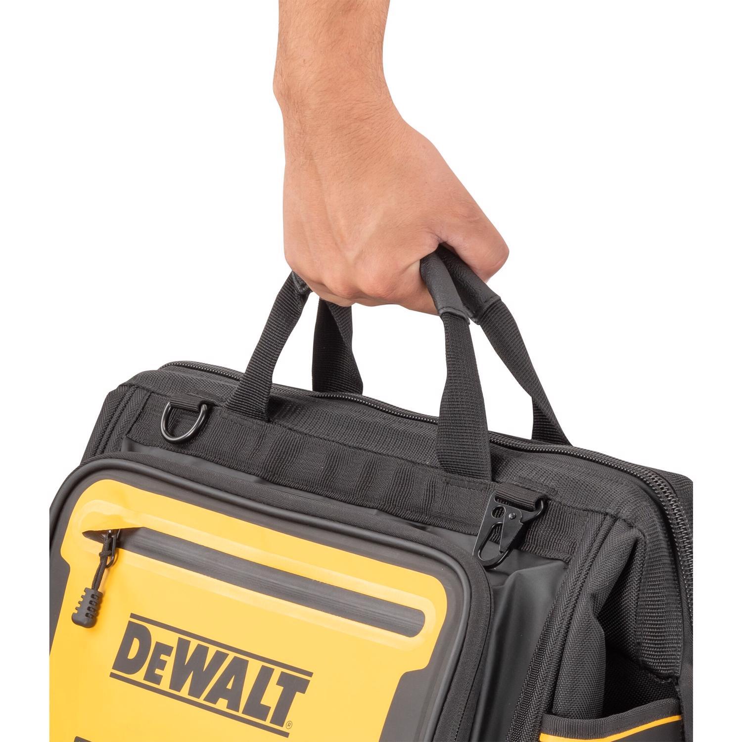 DEWALT Polyester/Tarpaulin Open Mouth All-Purpose Tool Bag 19 pocket Black/Yellow 1 pc