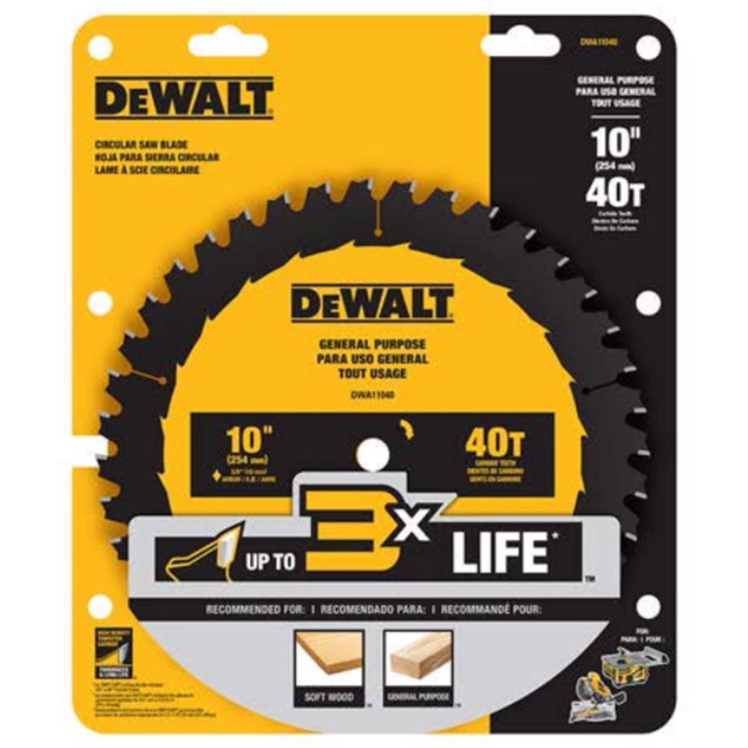 DeWalt 10 in. D X 5/8 in. Carbide Tipped Circular Saw Blade 40 teeth 1 pc