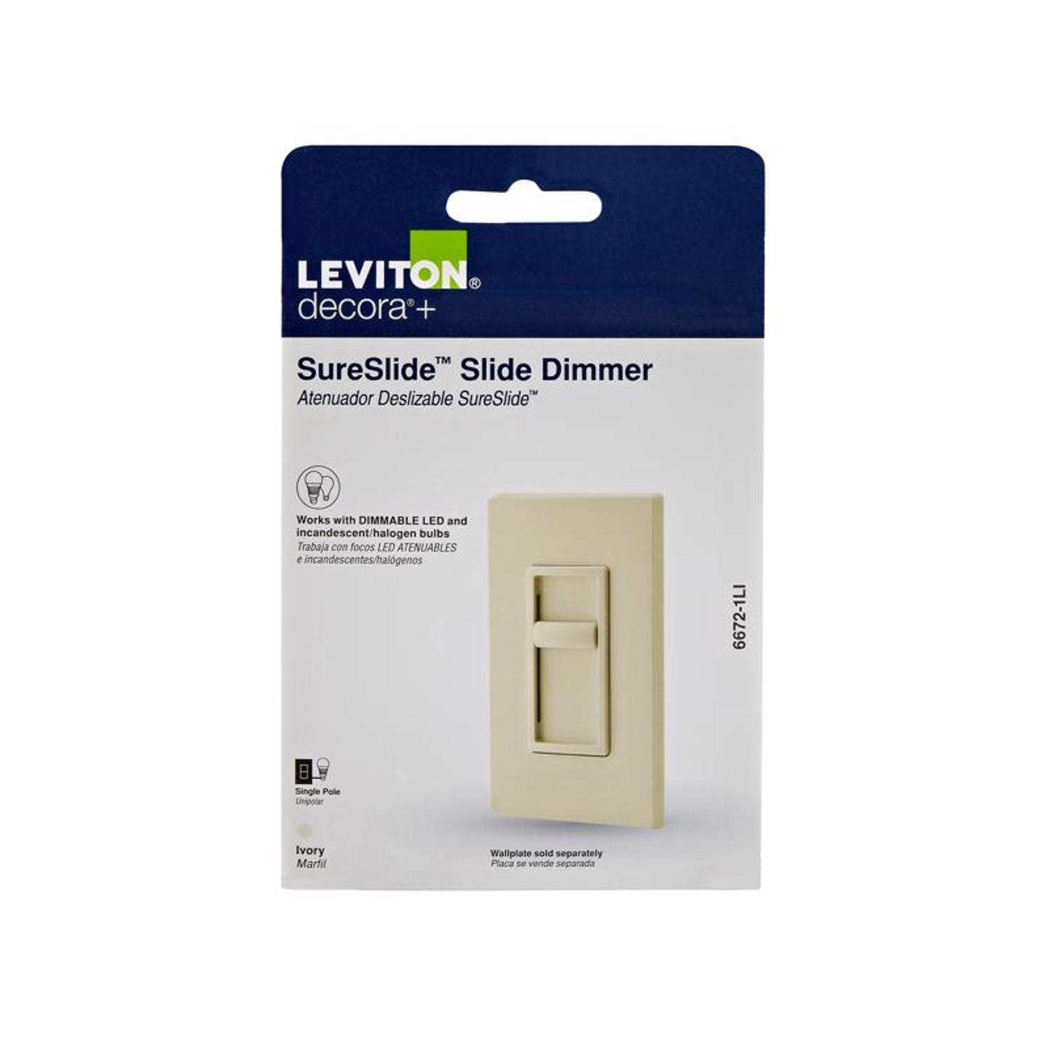 Leviton Decora SureSlide Ivory 600 W Slide Dimmer Switch 1 pk
