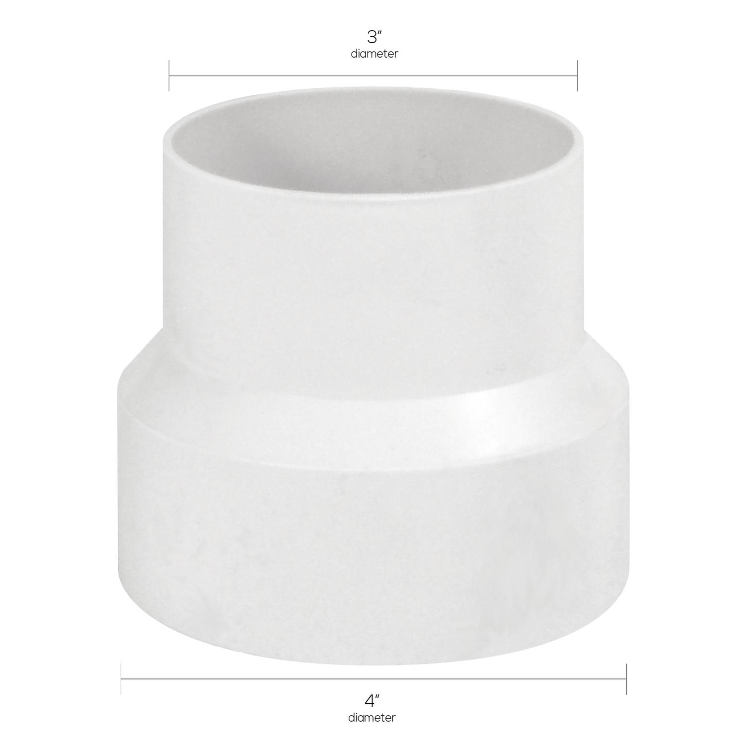 Deflect-O 4 - 3 in. D White Plastic Increaser/Reducer