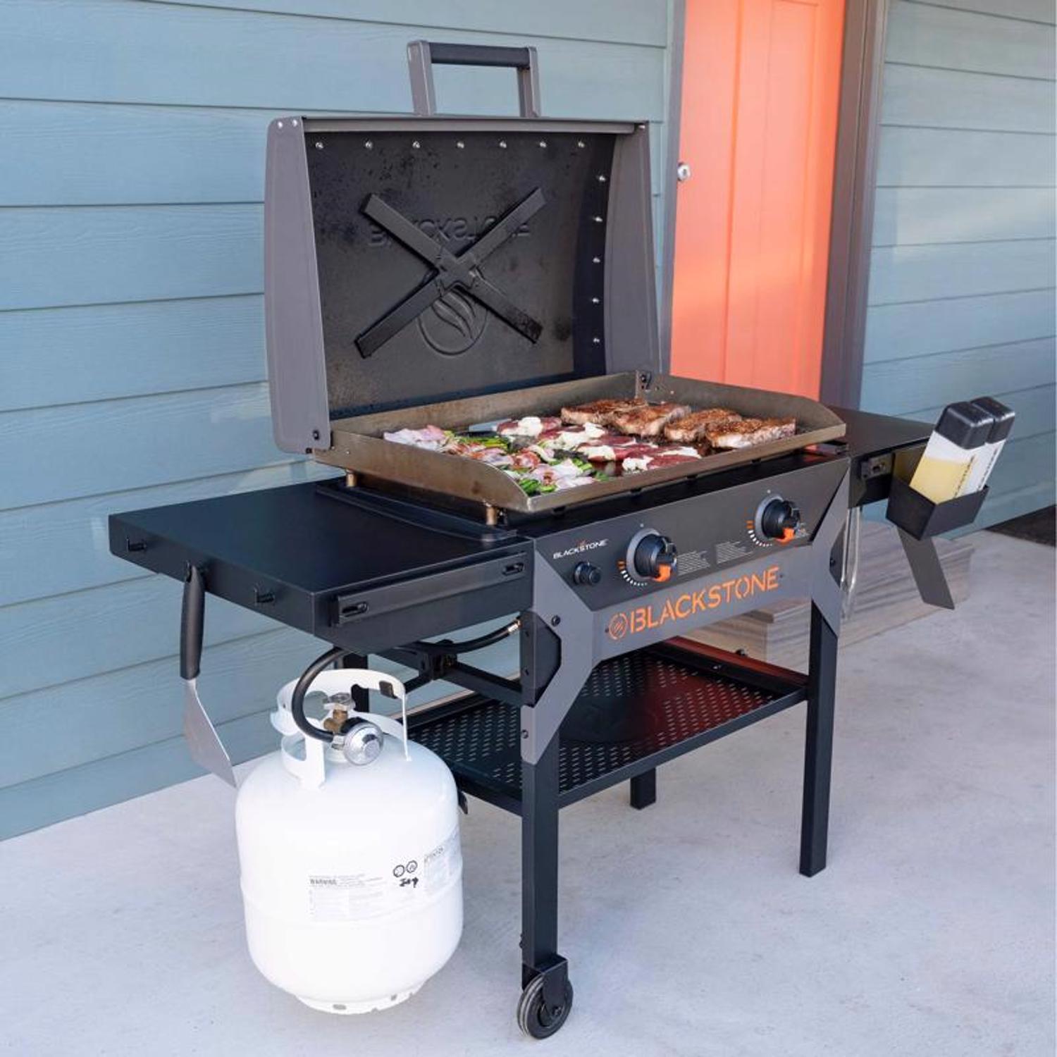 Blackstone Iron Forged 2 Burner Liquid Propane Outdoor Griddle with Hood Black Stine Home Yard The Family You Can Build Around