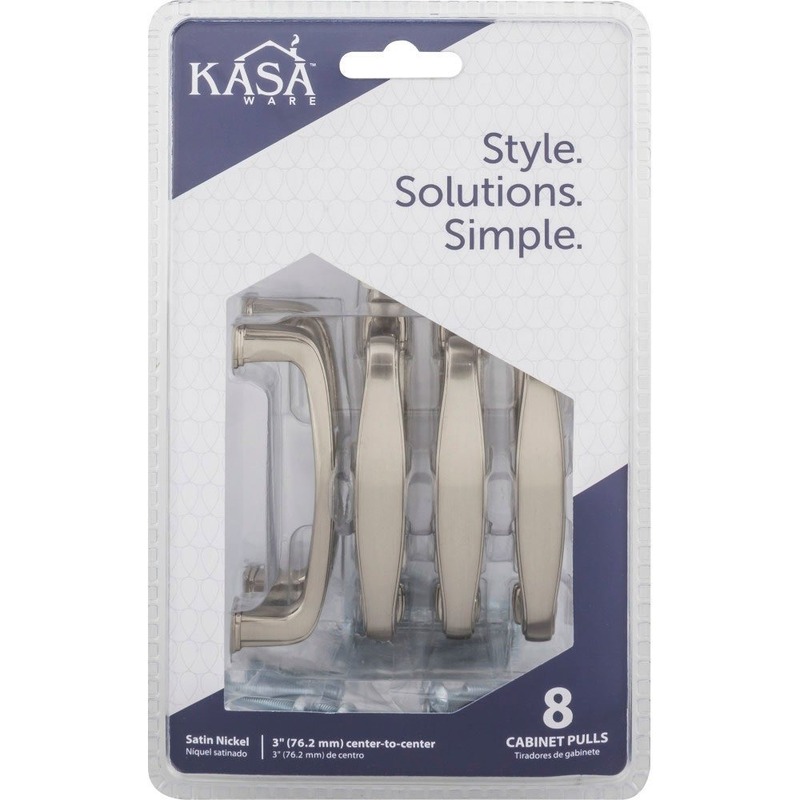 KasaWare 3 in. Centers Cabinet Pull in Satin Nickel (8pc Pack)