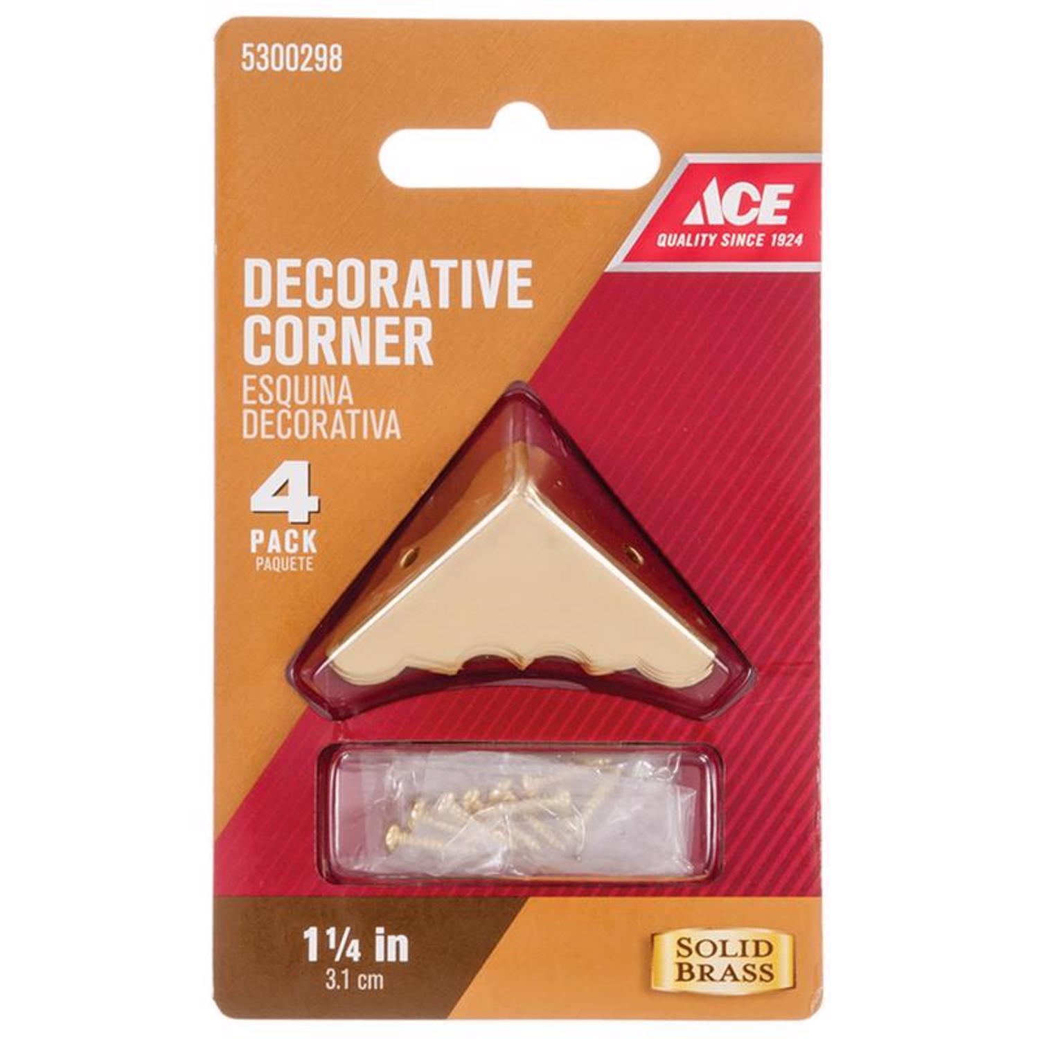 Ace Polished Brass Decorative Corner 0.6 in. 1.25 in. 4 pk