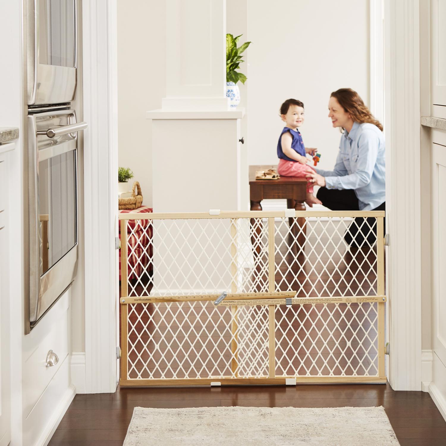 North States Brown 23 in. H X 26-42 in. W Wood Wire Mesh Gate