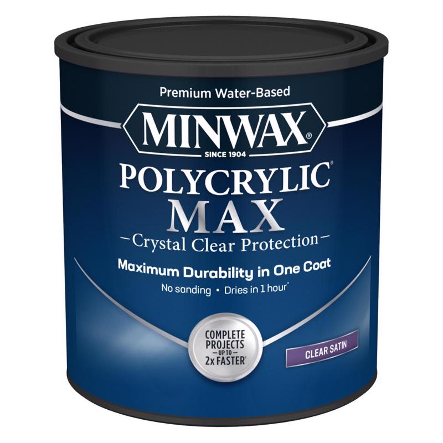 Minwax Polycrylic Max Satin Crystal Clear Water-Based Polycrylic 1