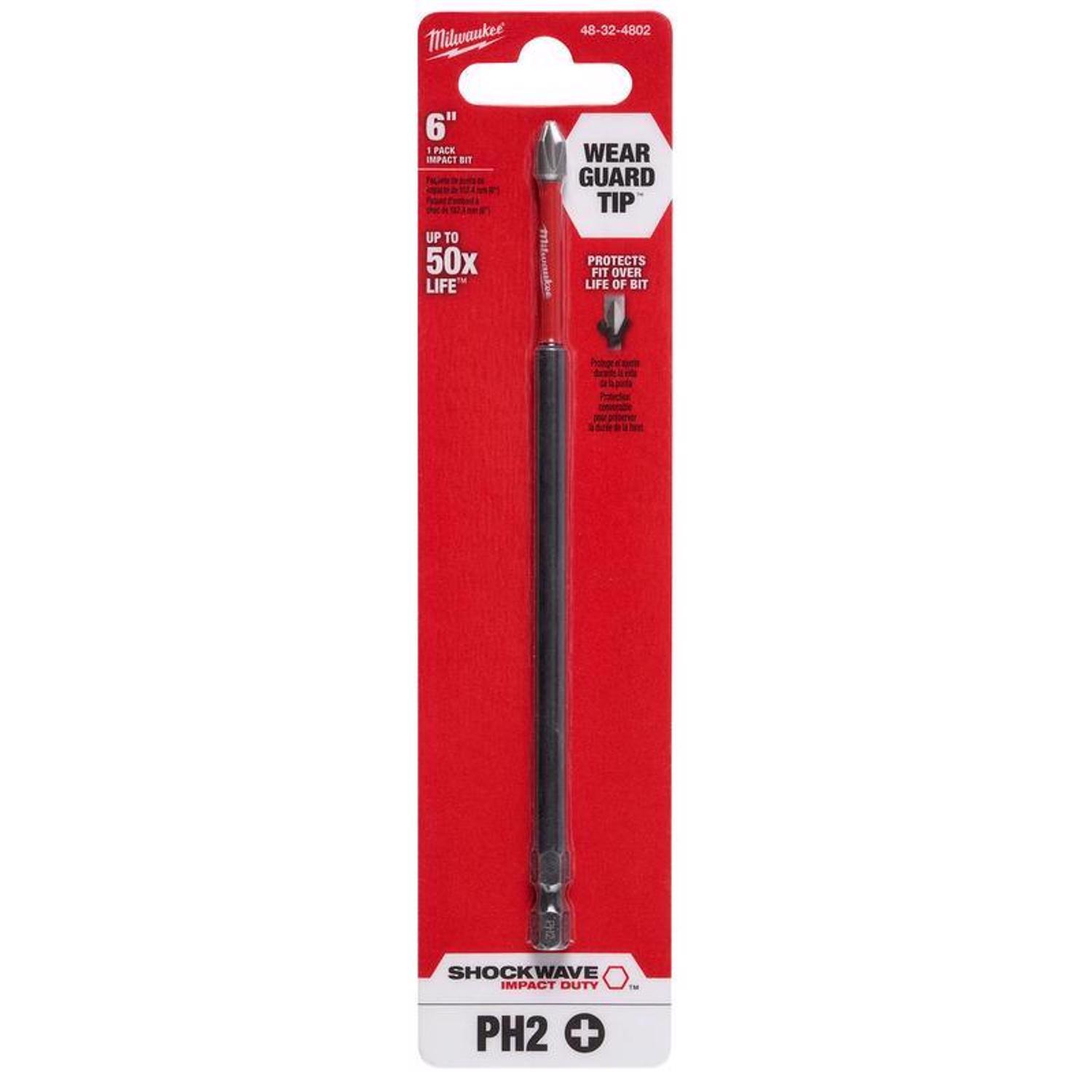 Milwaukee Shockwave Phillips #2 X 6 in. L Screwdriver Bit Steel 1 pc