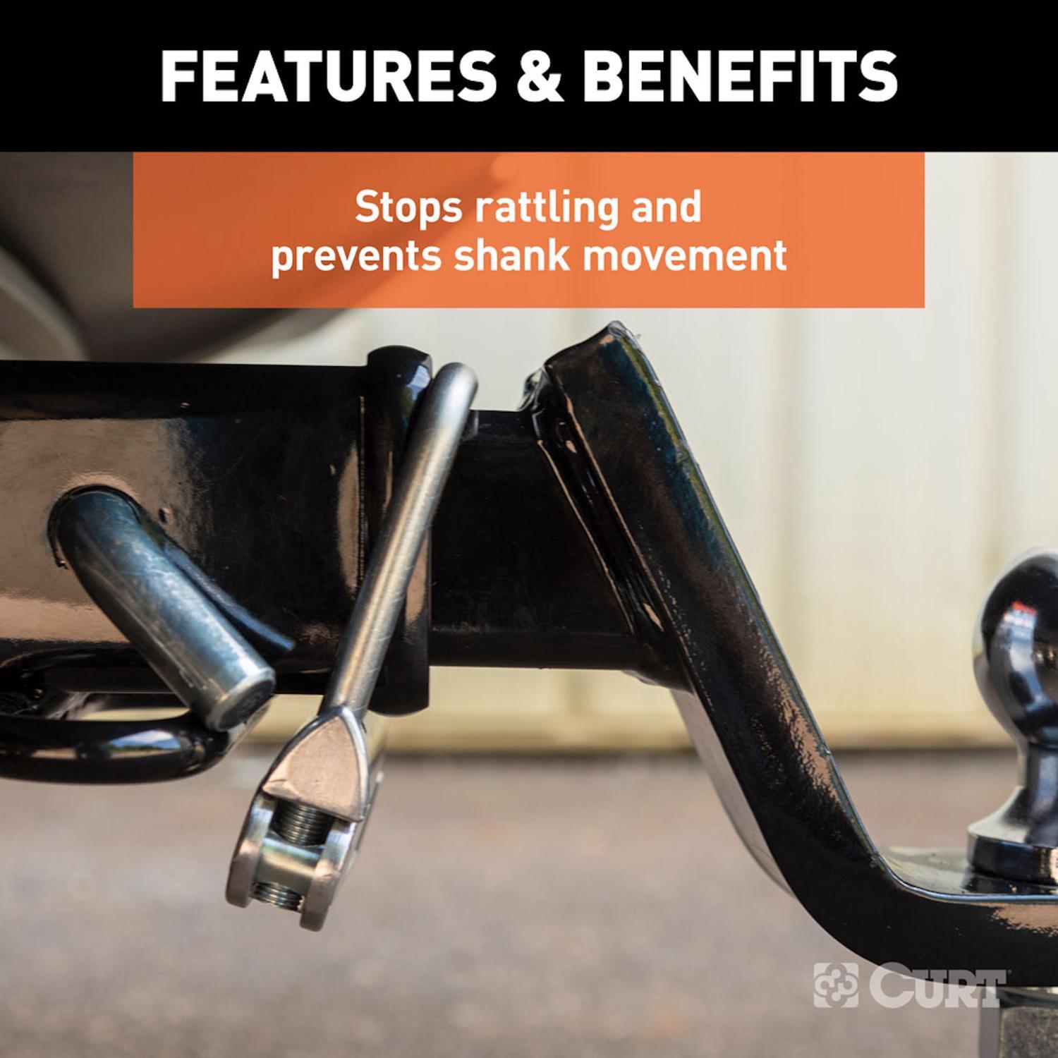 CURT 4.8"H x 0.80"W x 4.5"L Anti-Rattle Hitch Clamp