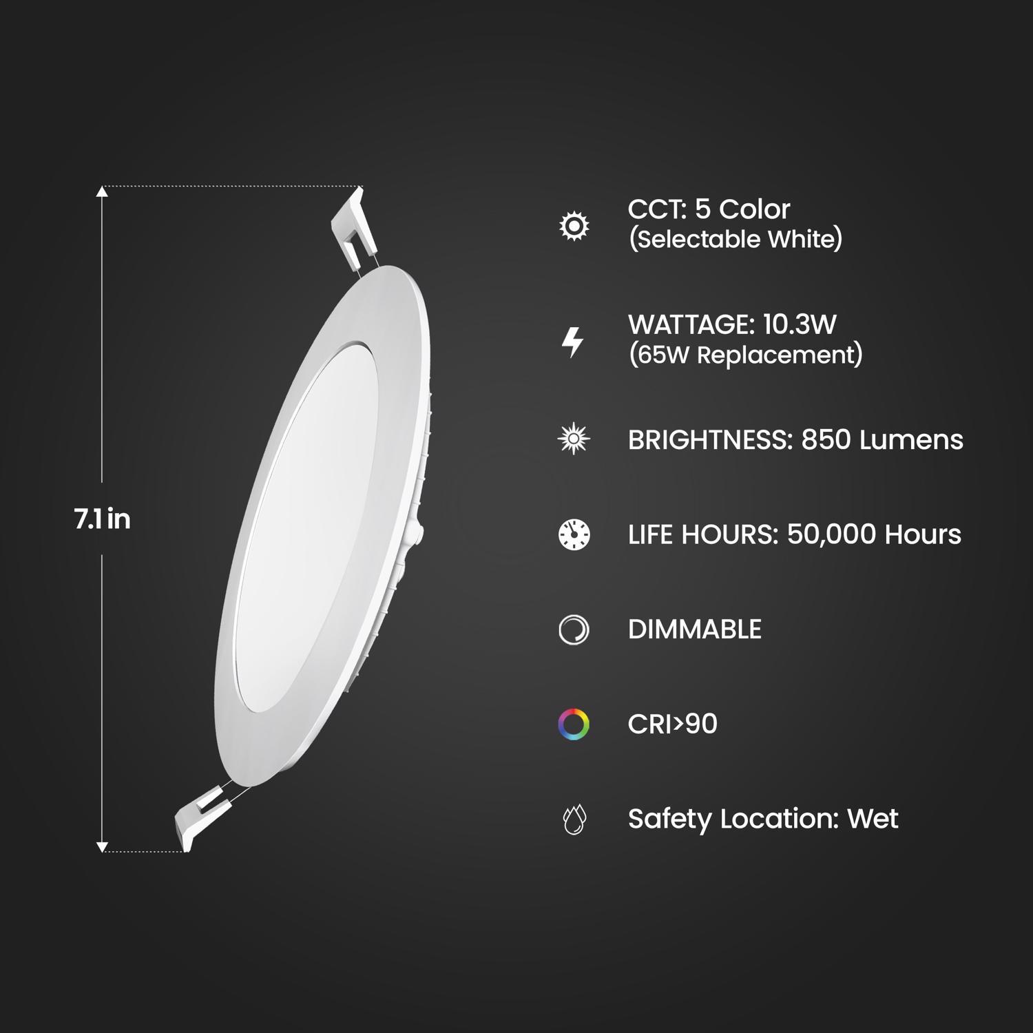 Feit LED Retrofits White 7.1 in. W LED Canless Recessed Downlight 10.3 W