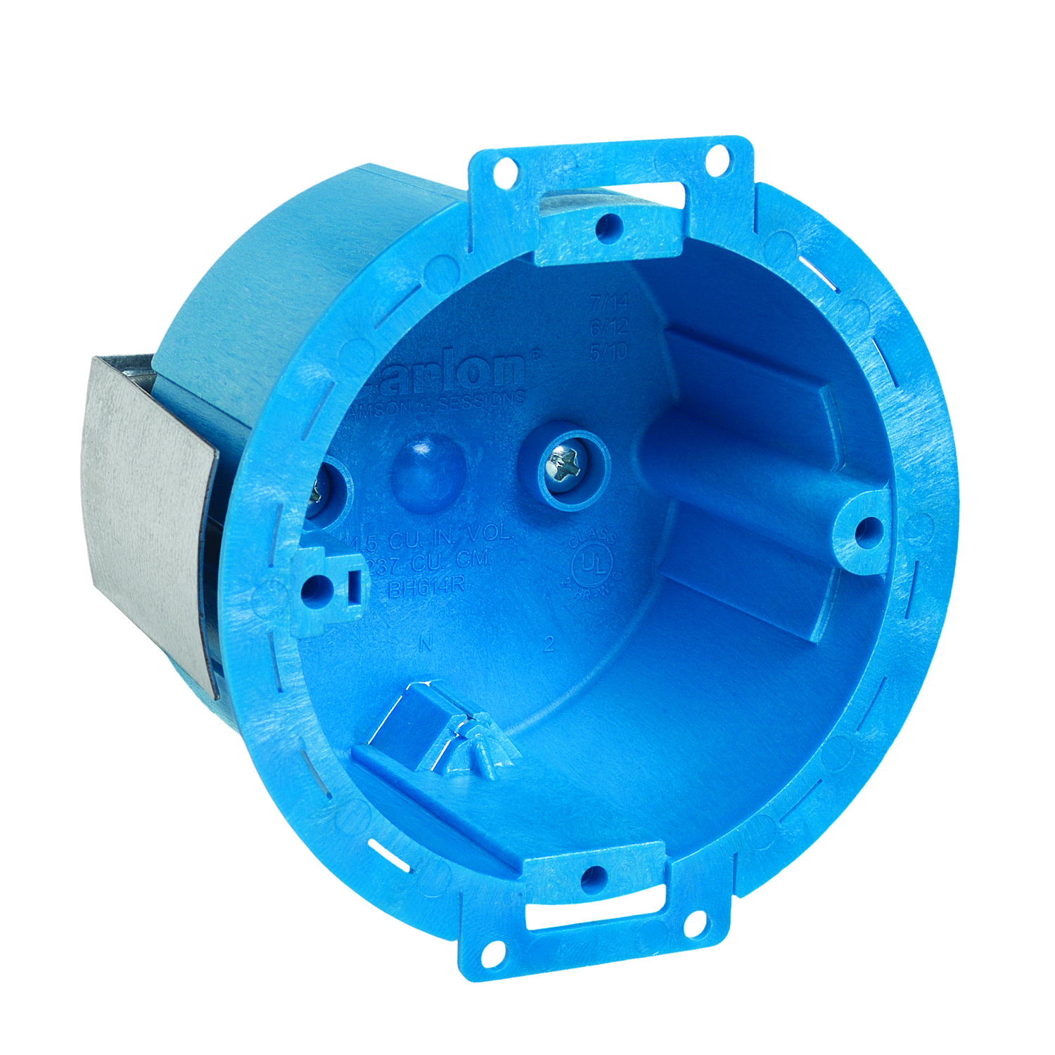 Carlon 14-1/2 cu in Round Thermoplastic 1 gang Electrical Ceiling Box Blue