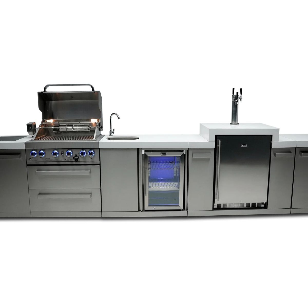 Mont Alpi 4-burner Deluxe Island with Kegerator and Beverage Center