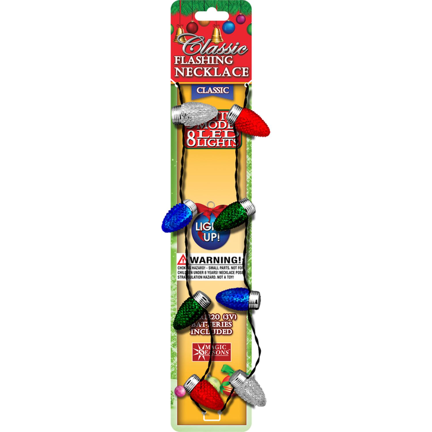 Magic Seasons Classic Bulb Christmas Flashing Necklace Plastic 1 Pack