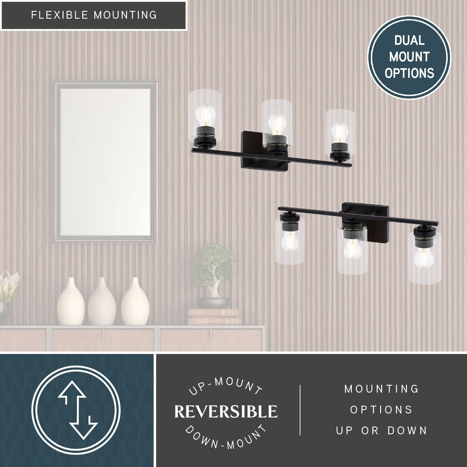 Vaxcel Lighting W0527 Park Ridge 3 Light 22 in.W Vanity Light - Black