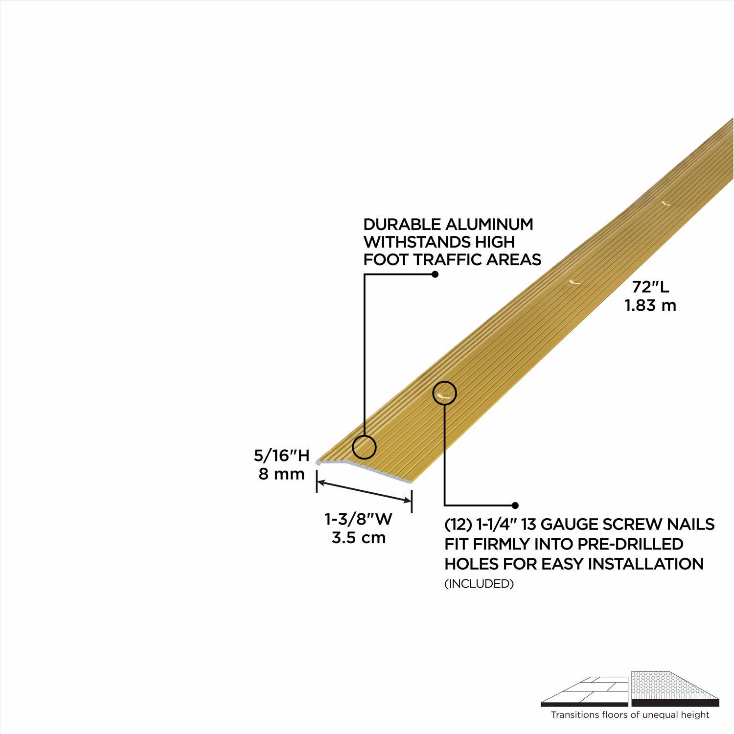M-D Building Products 0.3 in. H X 1.38 in. W X 72 in. L Prefinished Satin Brass Aluminum Carpet Trim