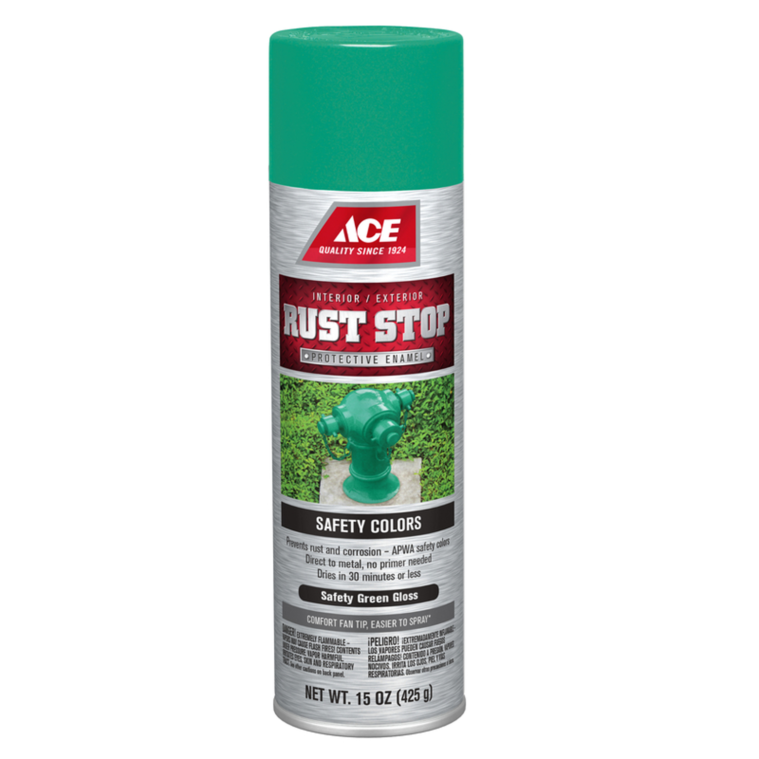 Ace Rust Stop Gloss Safety Green Protective Enamel Spray Paint 15 oz