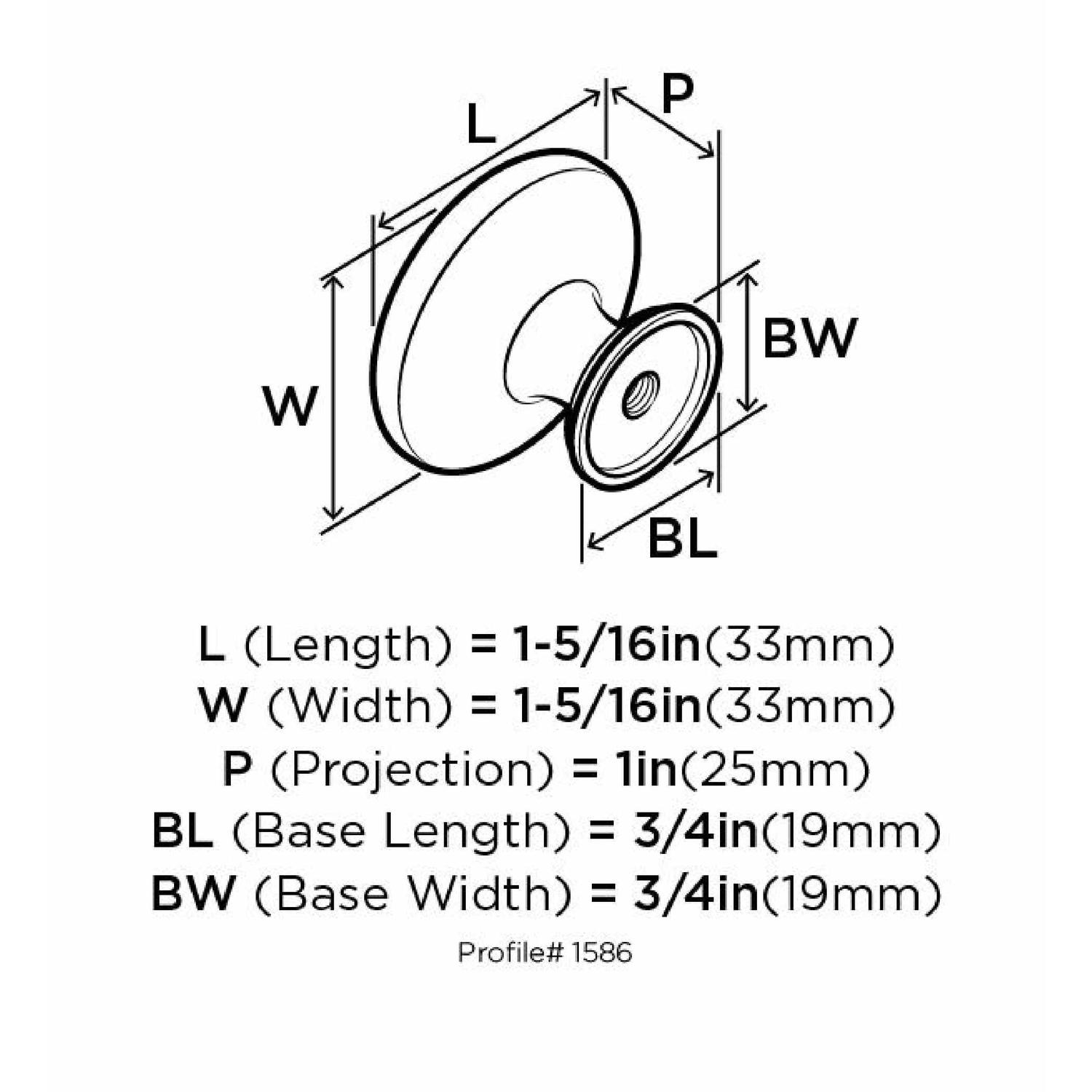 Amerock Inspirations Round Cabinet Knob 1-1/4 in. D 1 in. Satin Nickel 10 pk