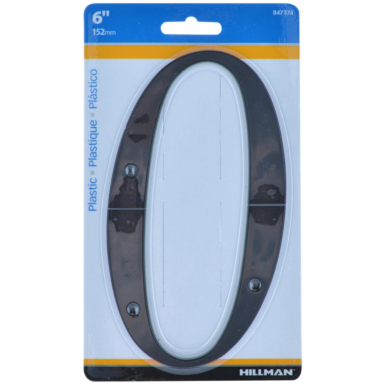 HILLMAN 6 in. Black Plastic Nail-On Number 0 1 pc