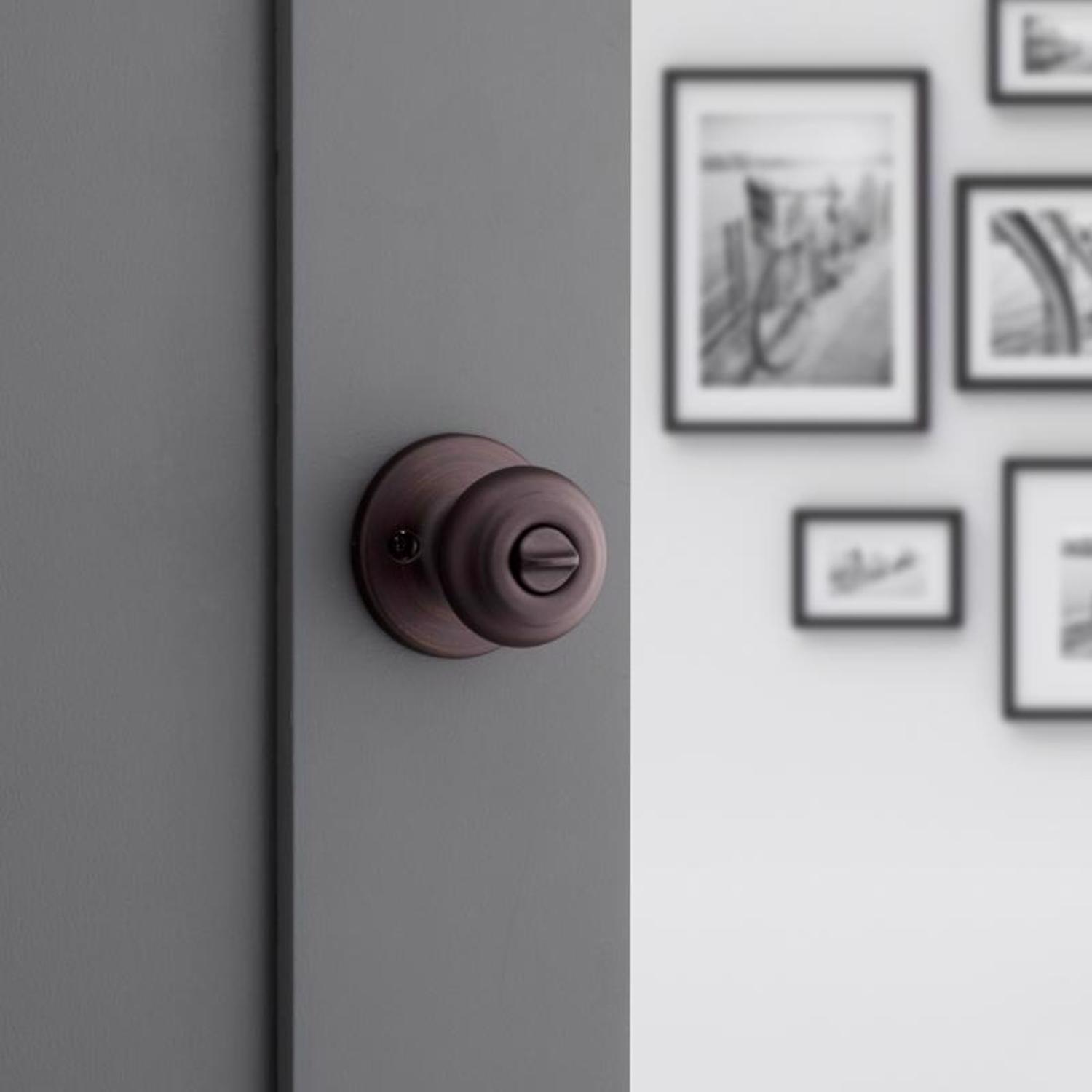 Kwikset SmartKey Security Cove Venetian Bronze Entry Door Knob KW1 2-3/4 in.