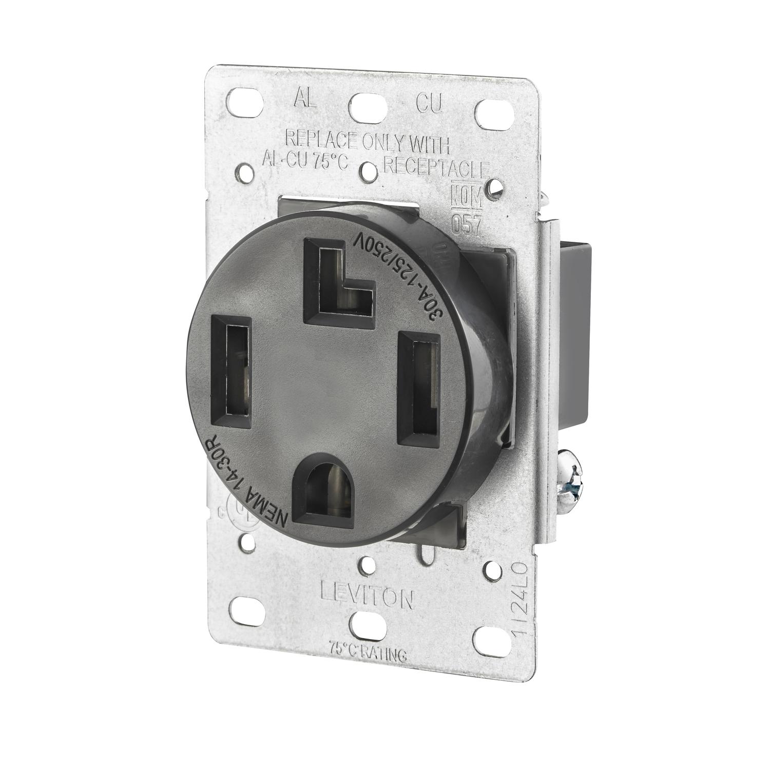 Leviton 30 amps 125/250 V Duplex Black Outlet 14-30R 1 pk