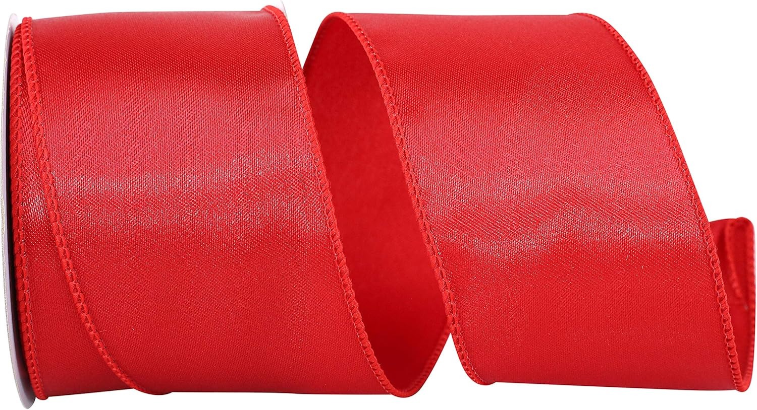 Reliant Ribbon Satin Value Wired Edge Ribbon, 2-1/2 in. X 10 Yards, Red