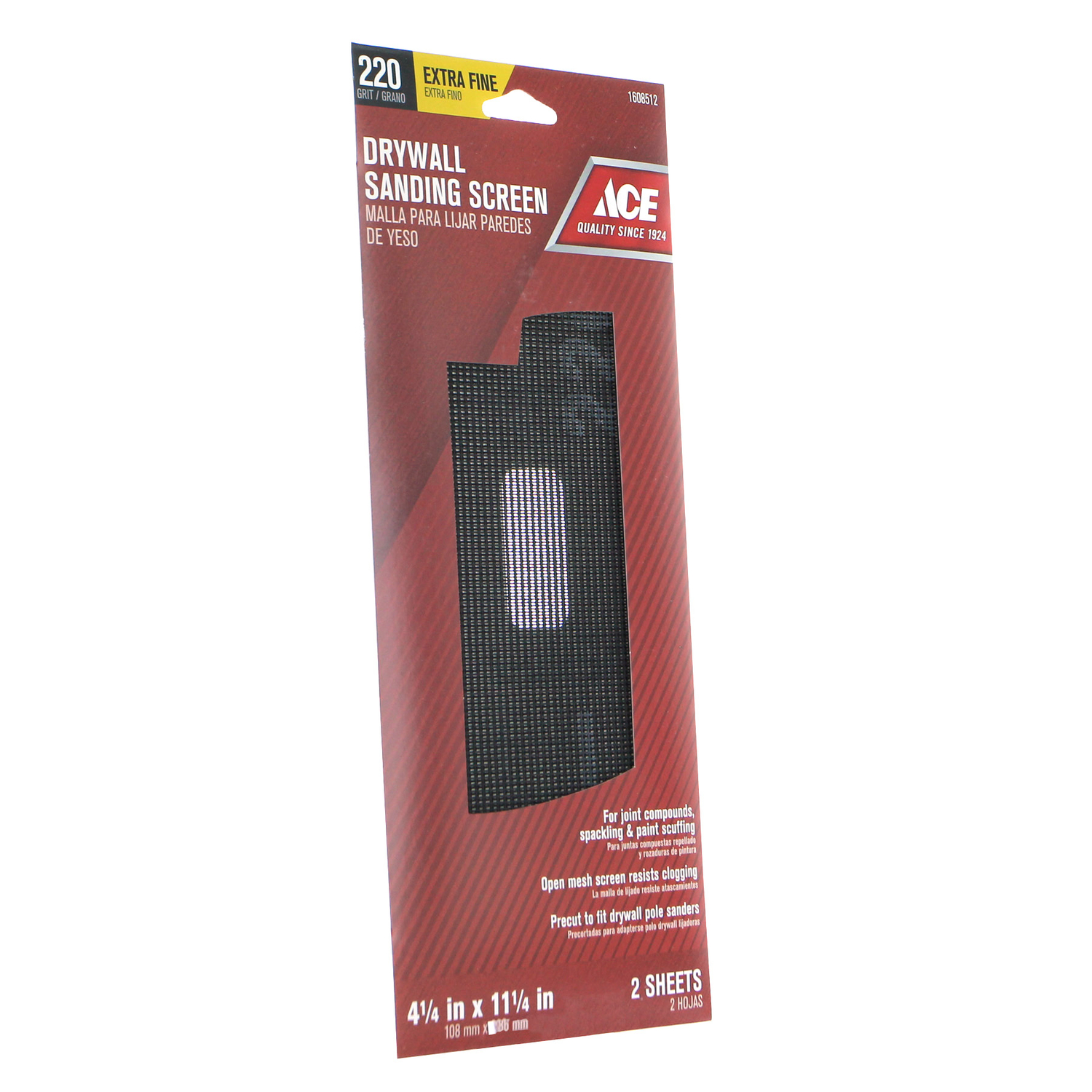 Ace 11-1/4 in. L X 4-1/4 in. W 220 Grit Silicon Carbide Drywall Sanding Screen 2 pk