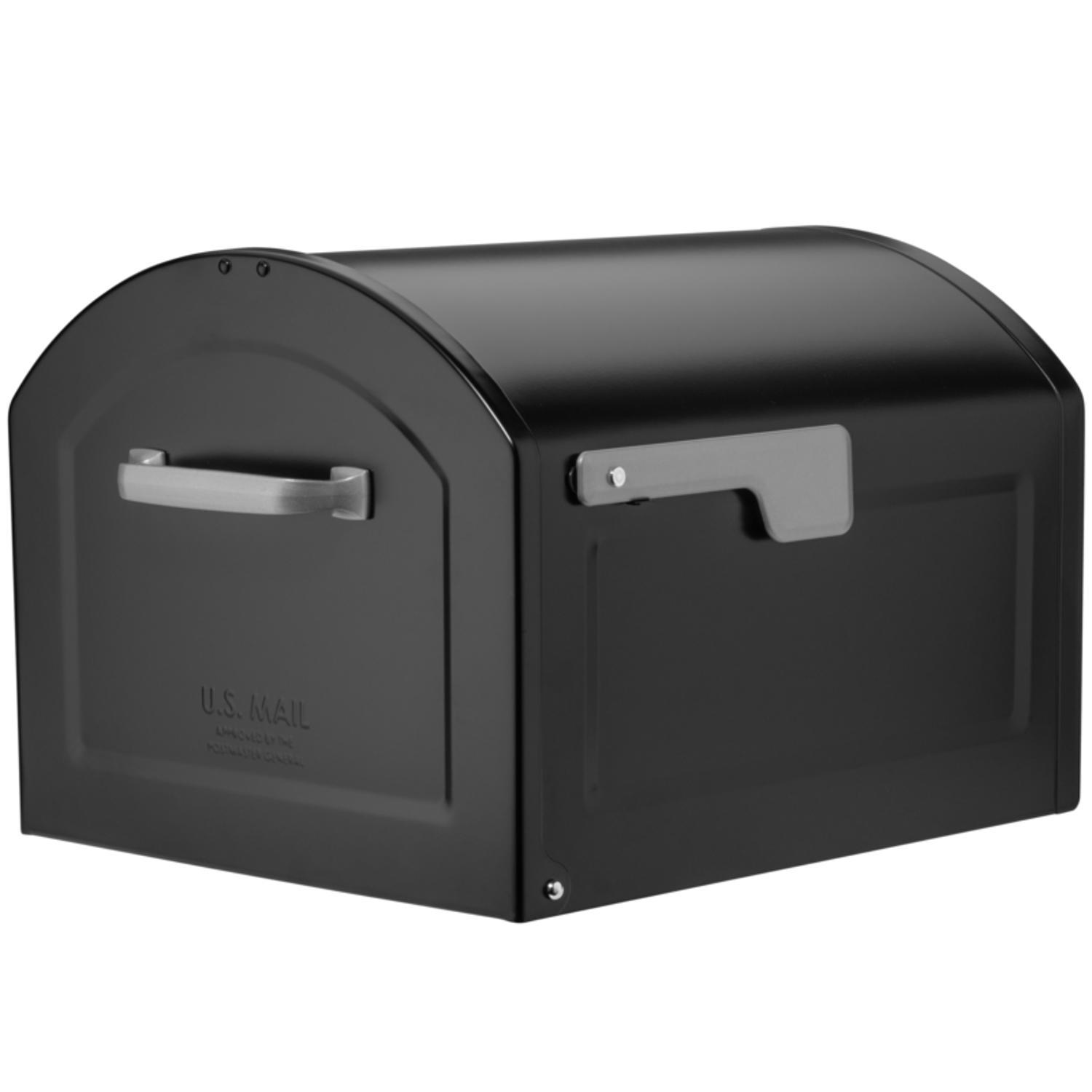 Architectural Mailboxes Centennial Modern Galvanized Steel Post Mount Black Mailbox