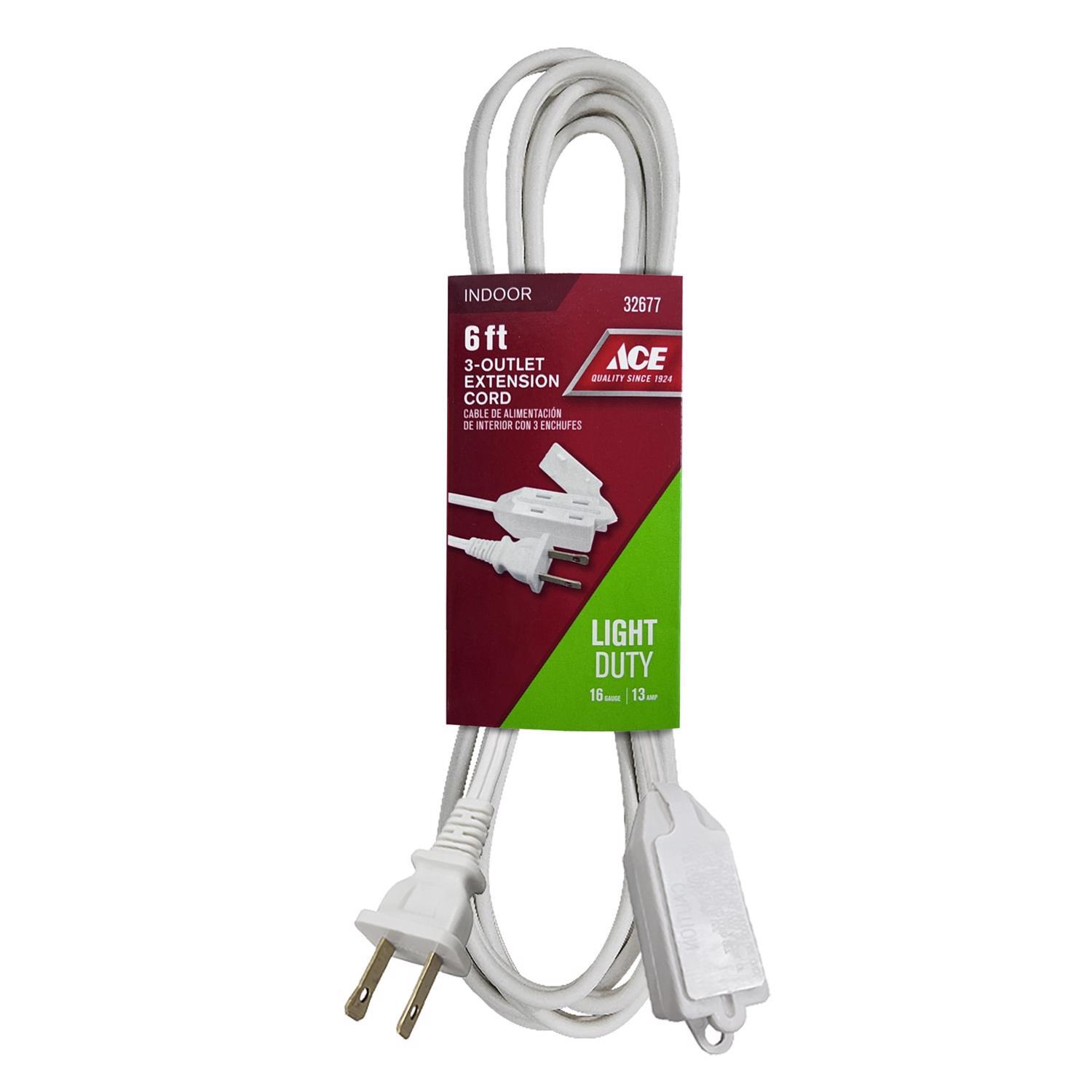 Ace Indoor 6 ft. L White Extension Cord 16/2 SPT-2
