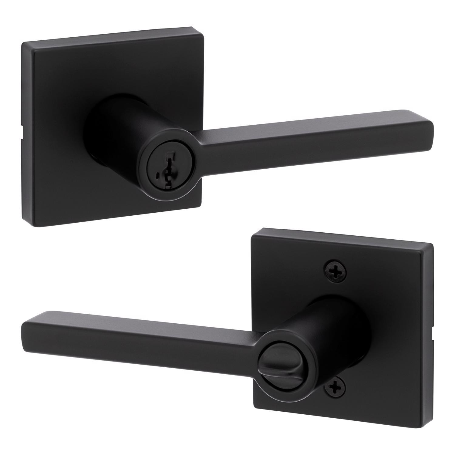 Kwikset Halifax Matte Black Entry Door Knob 2-3/4 in.