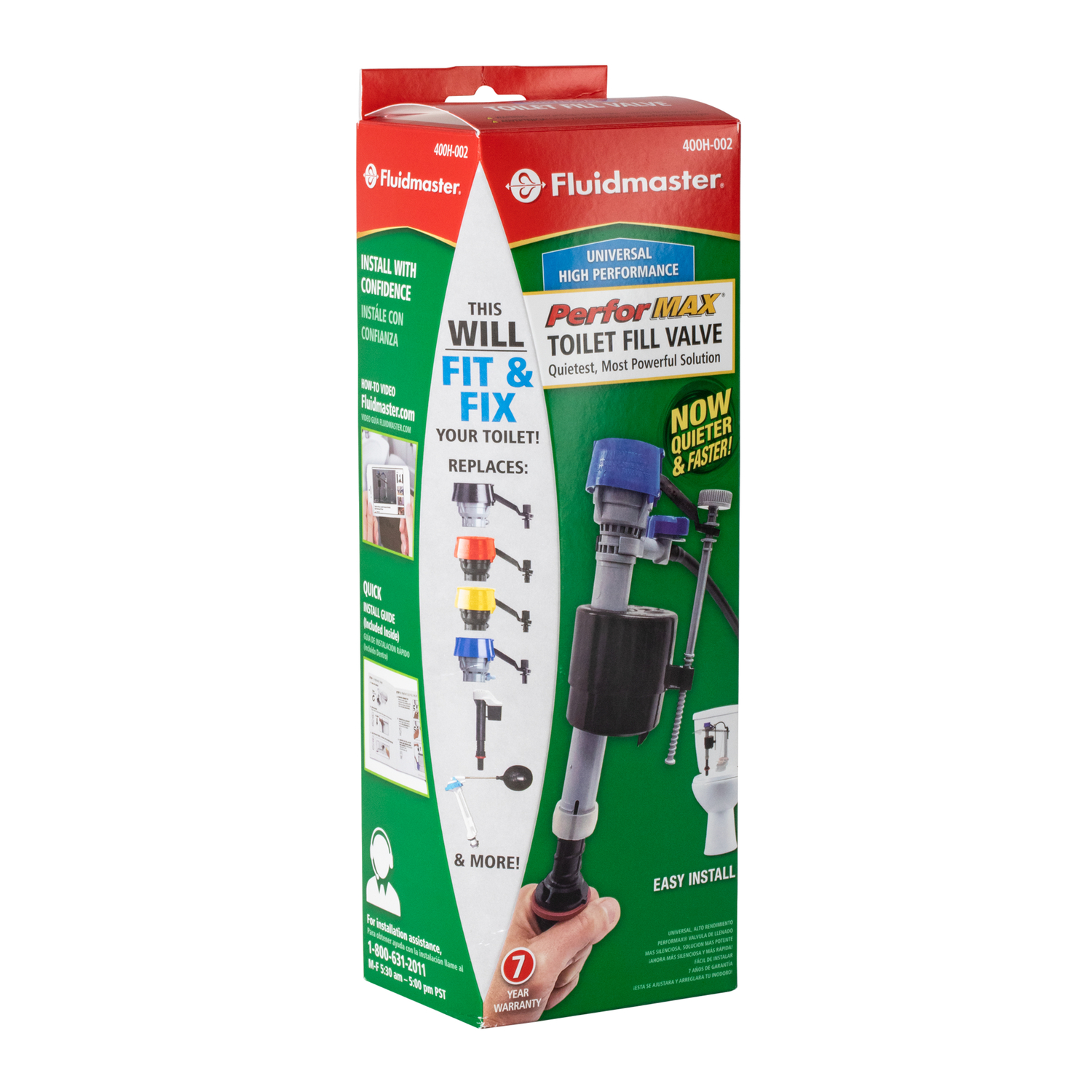 Fluidmaster PerforMAX Toilet Fill Valve Multicolored Plastic For