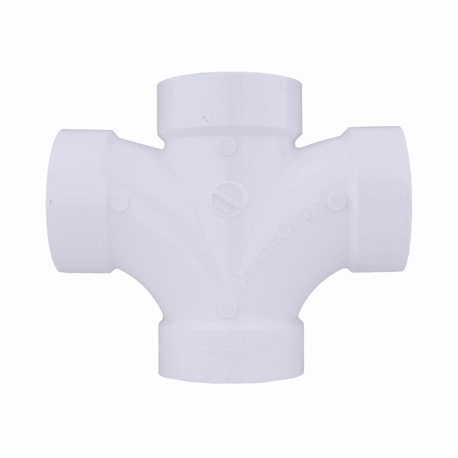 Charlotte Pipe Schedule 40 2 in. Hub X 2 in. D Hub PVC Sanitary Tee 1 pk