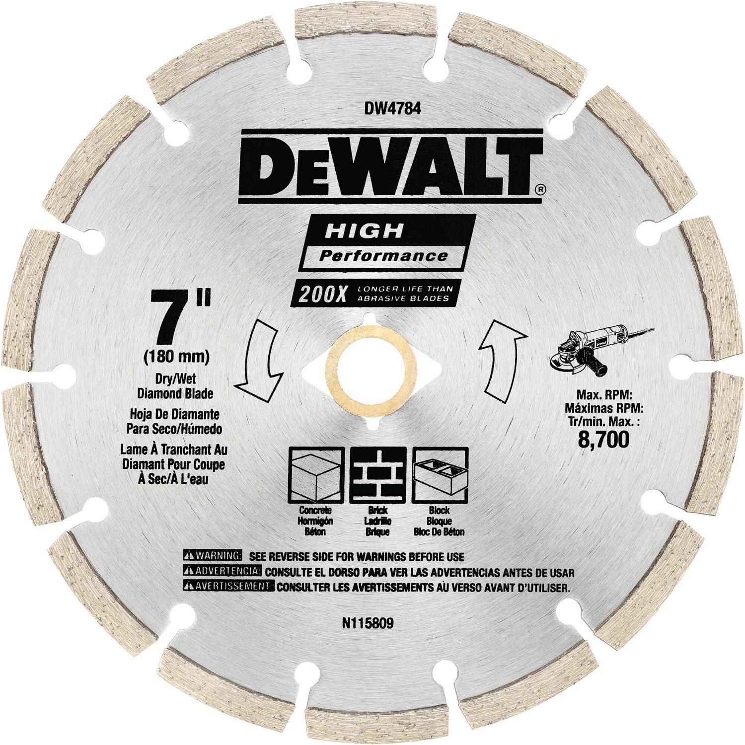 DeWalt HP 7 in. D X 5/8 and 7/8 in. Steel Segmented Rim Diamond Saw Blade 1 pk