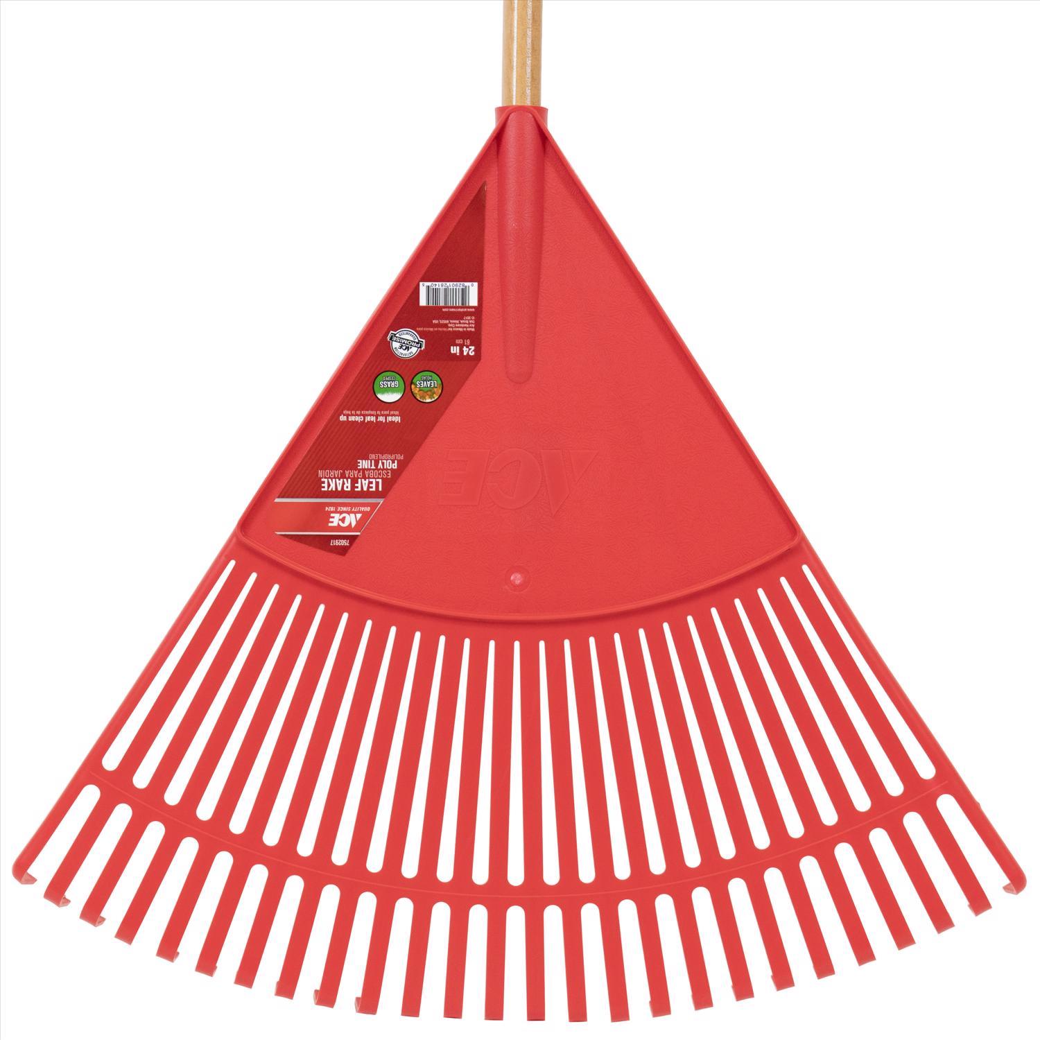 Ace 65 in. 26 Tine Poly Leaf Rake Wood Handle