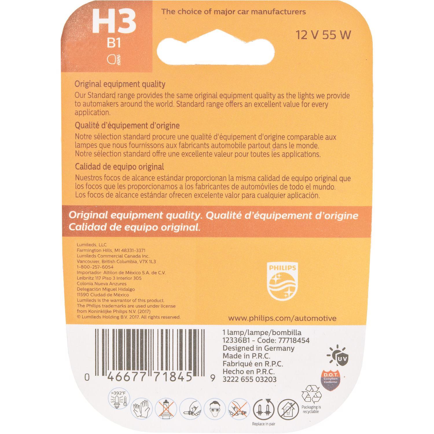 Philips Standard Halogen Fog/Forward Automotive Bulb H3B1