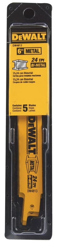 DeWalt 6 in. Bi-Metal Reciprocating Saw Blade 24 TPI 5 pk