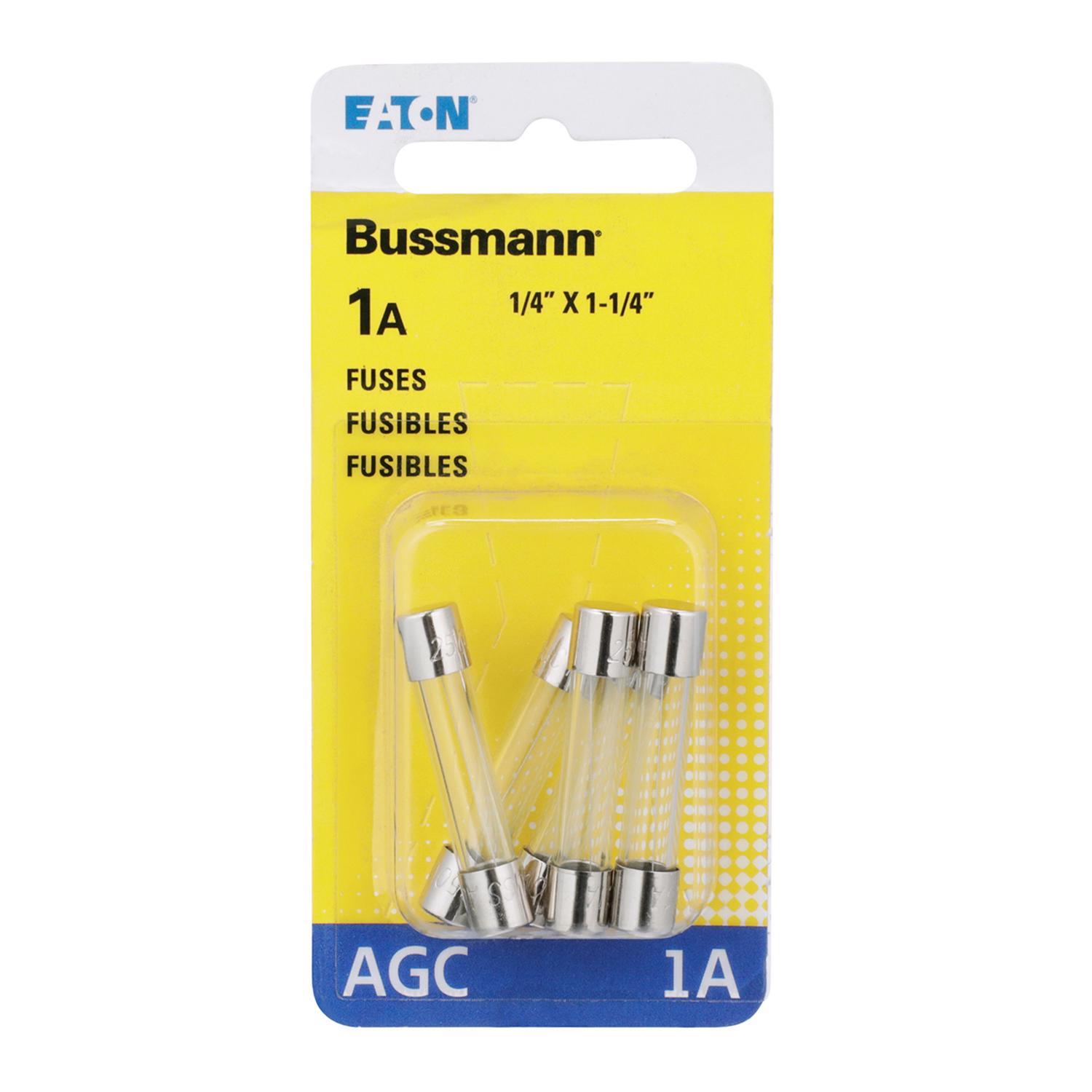 Bussmann 1 amps AGC Clear Glass Tube Fuse 5 pk