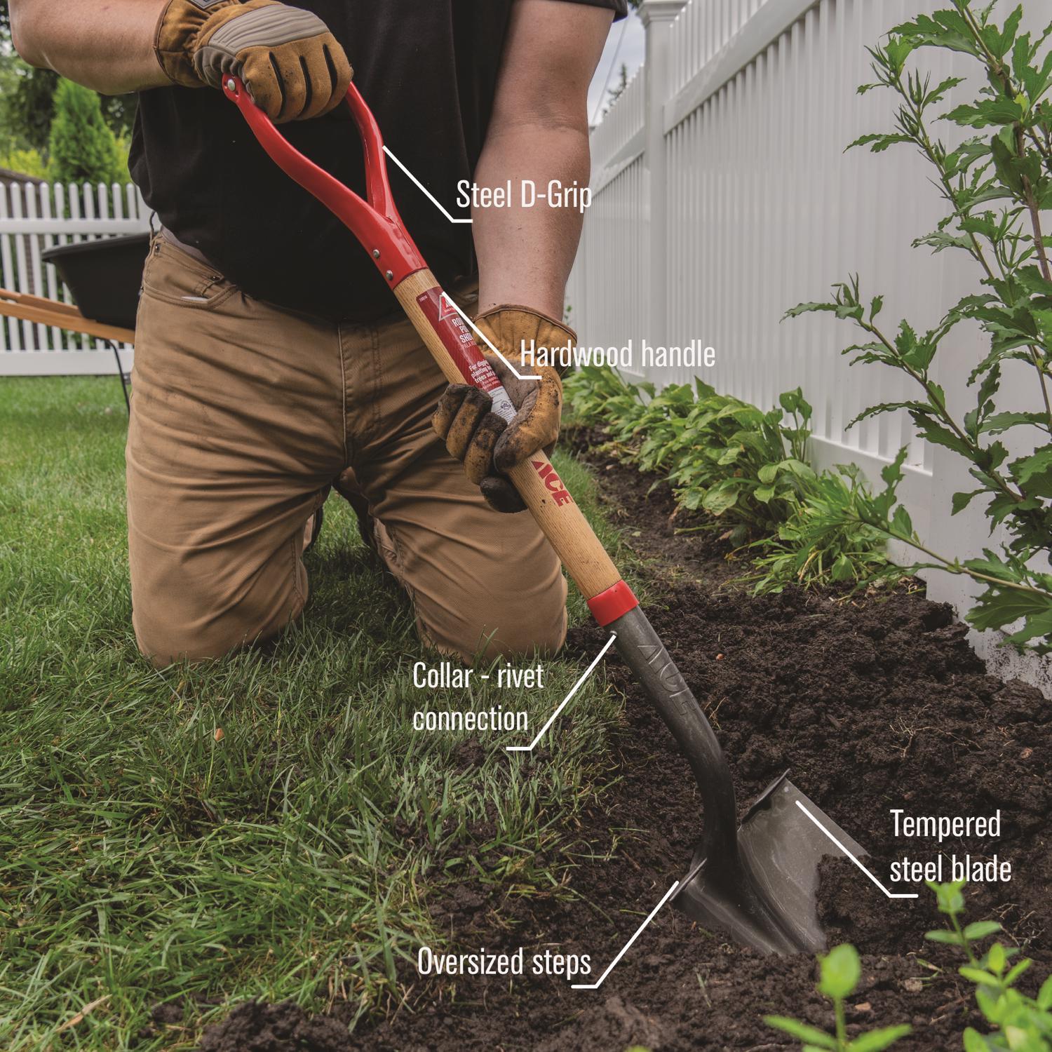 Ace 41.5 in. Steel Round Digging Shovel Wood Handle