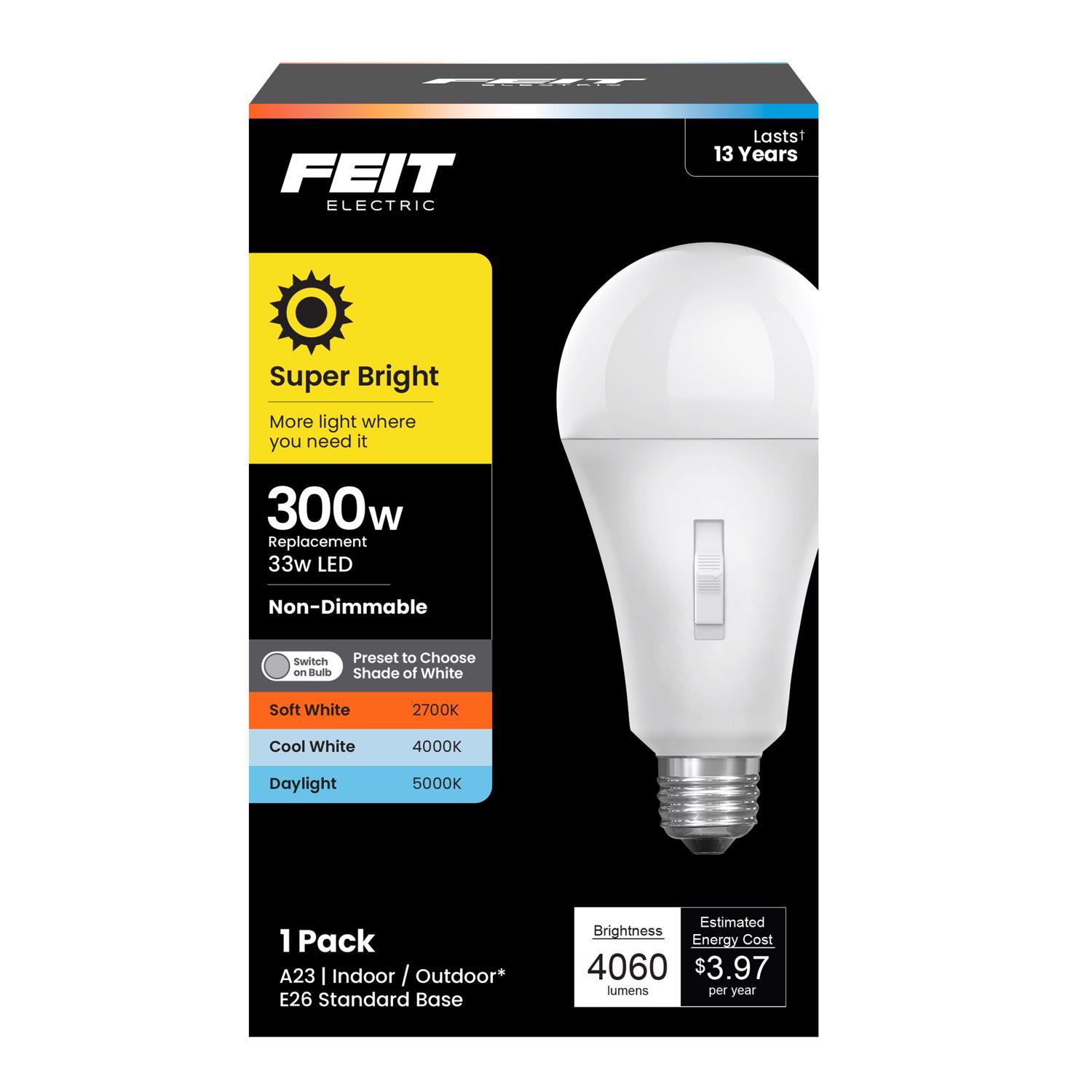 Feit A23 E26 (Medium) LED Bulb Adjustable White 300 Watt Equivalence 1 pk