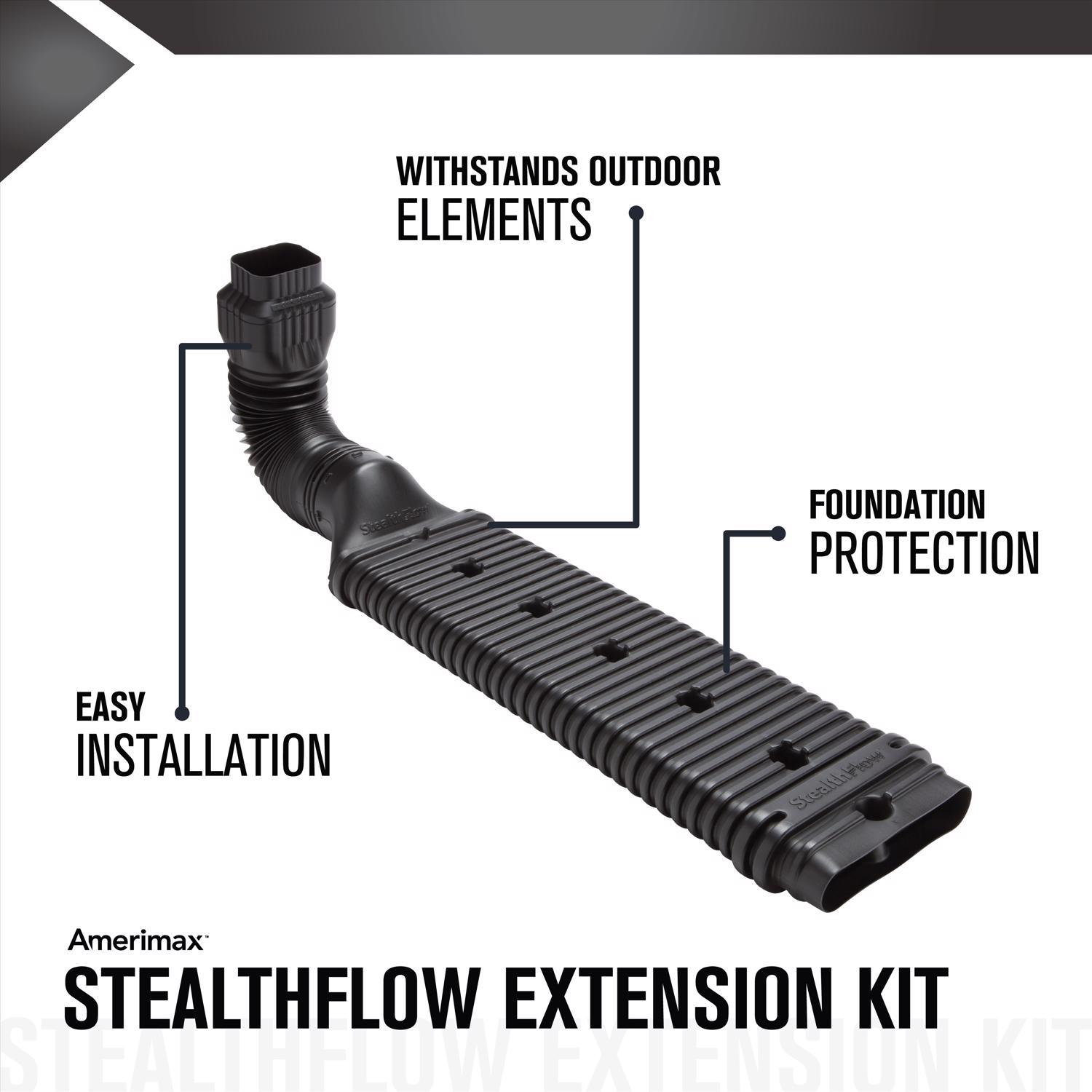Amerimax StealthFlow 4.75 in. H X 7.25 in. W X 43 in. L Black Vinyl K Downspout Extension