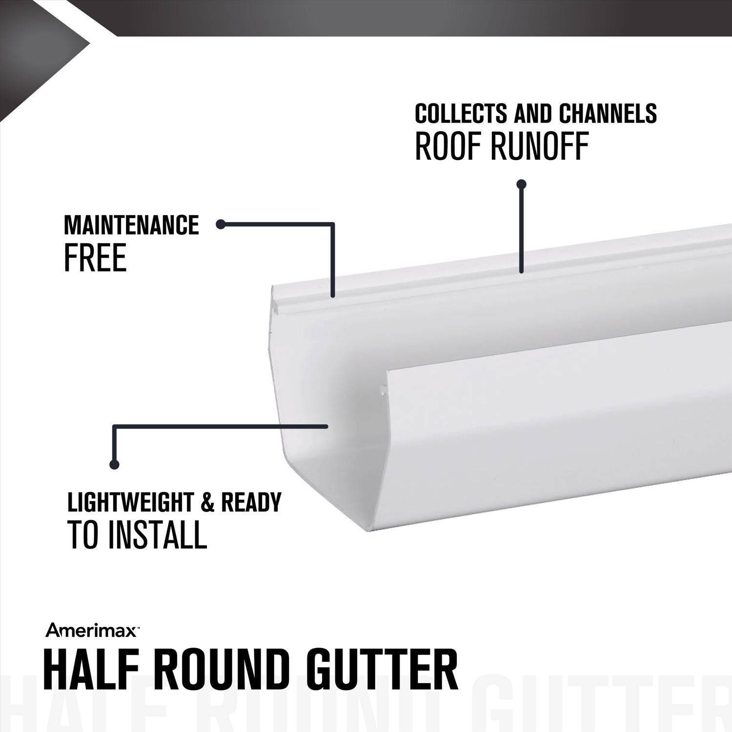 Amerimax 4 in. H X 5 in. W X 120 in. L White Vinyl U Gutter