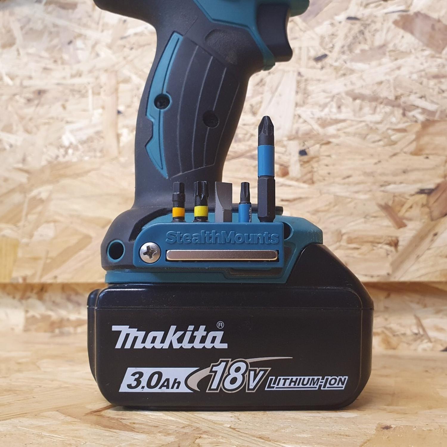 StealthMounts Bit Holders Compatible with Makita LXT, Blue ABS Magnetic Bit Holder 2 pk