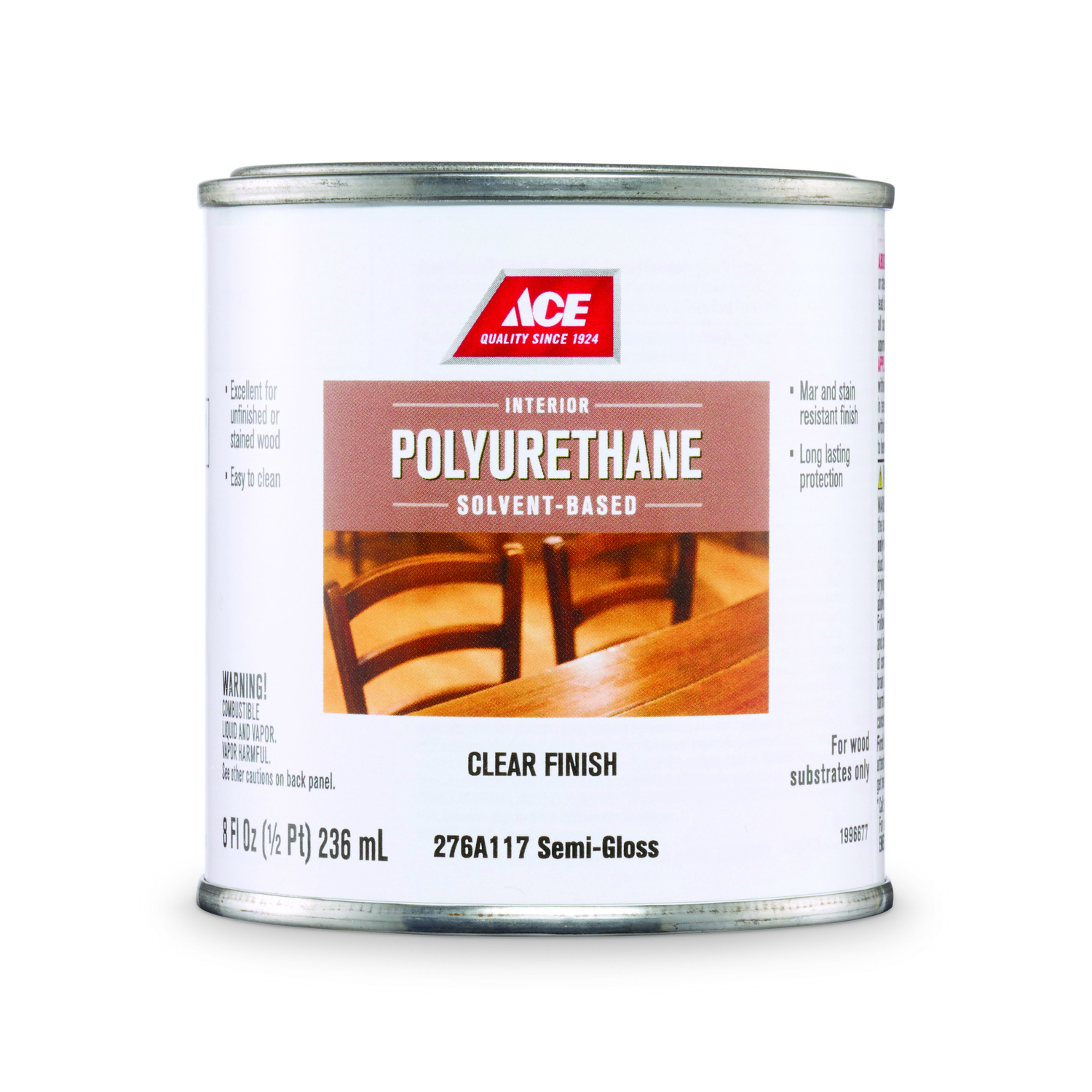 Ace Semi-Gloss Clear Solvent-Based Polyurethane 1/2 pt.