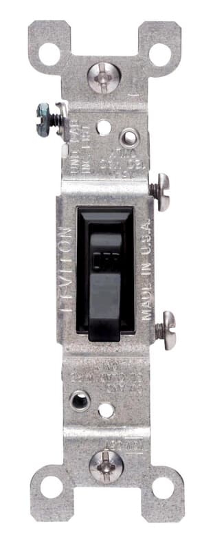 Leviton 15 amps Single Pole Toggle AC Quiet Switch Black 1 pk