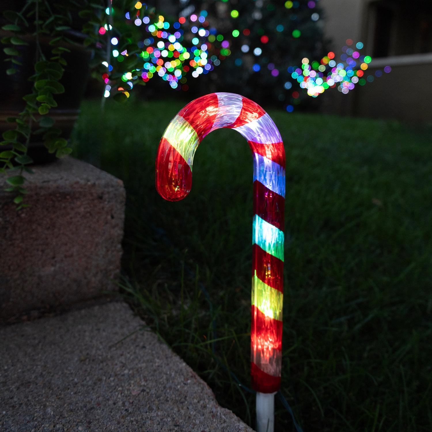 Celebrations Platinum LED RGBW Candy Cane 12 in. Yard Decor